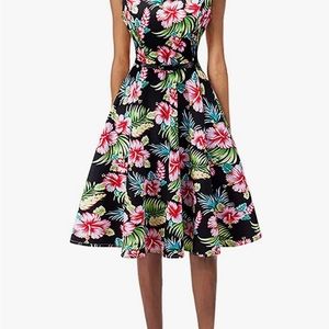 Floral tiki vintage style swing dress